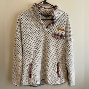 Simply Southern Textured Pullover with Plaid Accent